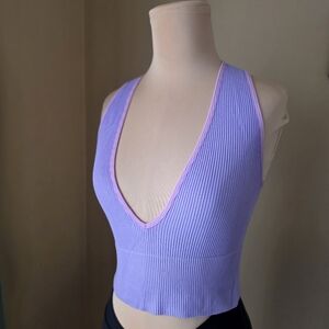 Anwnd Purple and Pink Plunged Neck Sleeveless Crop Top Size M/L